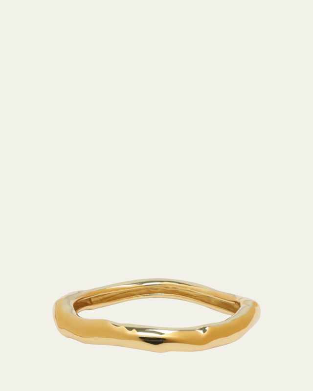 Small Molten Gold Bangle Bracelet, Size Large
